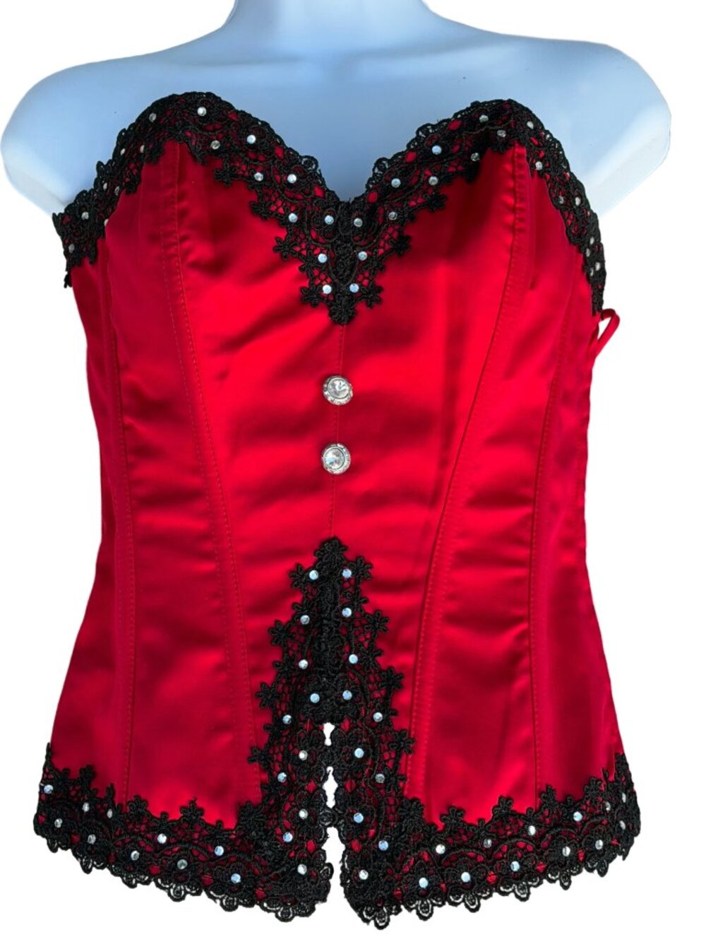 Shirley of Hollywood rhinestone venice-lace overbust corset/bustier 34